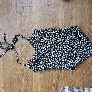 Black & white Free People halter bodysuit